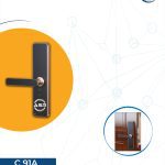 قفل سمارت خشب ذهبى مع مسكة-C91-GOLD